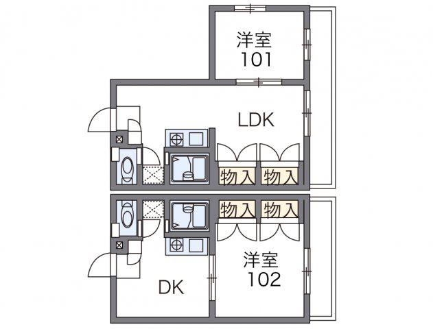 レオパレス向日葵弐番館(1DK/2階)の間取り写真