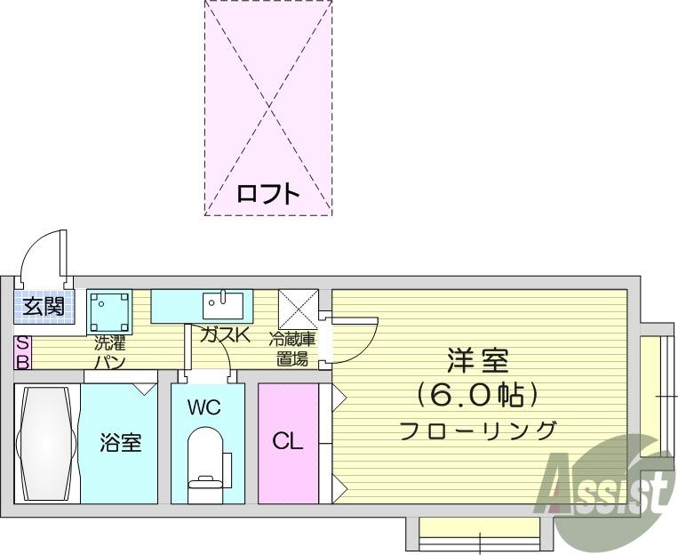 ホワイトキャッスル35番館(1K/2階)の間取り写真