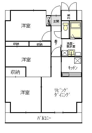 浜町センタービル(3LDK/11階)の間取り写真