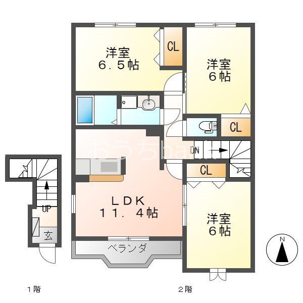 ボーグランデール長良II(3LDK/2階)の間取り写真