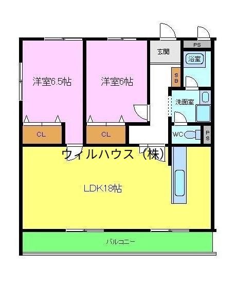 メゾン大美野(2LDK/1階)の間取り写真