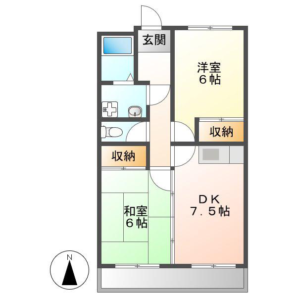 ラブリーハウス2番館(2DK/2階)の間取り写真