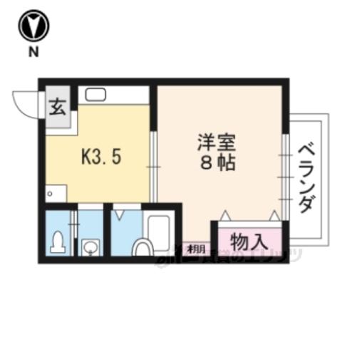 CARLVILLAⅡ(1K/2階)の間取り写真