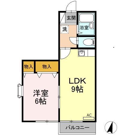 シャトル松原(1LDK/2階)の間取り写真