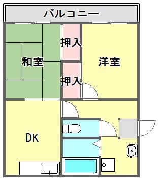 リバーハイツ武庫(2DK/3階)の間取り写真