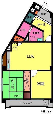 城西パークマンション(2LDK/3階)の間取り写真