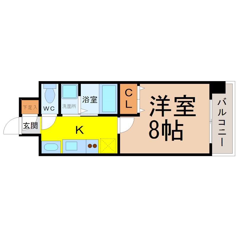 リアライズ記念橋(1K/12階)の間取り写真