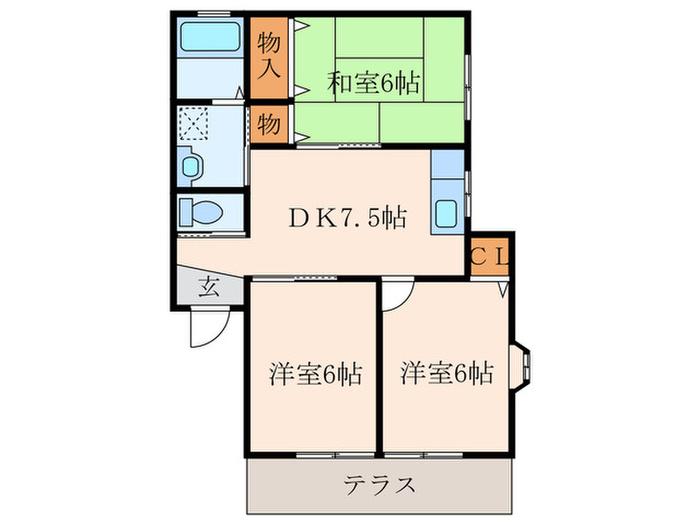 オークヴィレッジ(3DK/1階)の間取り写真