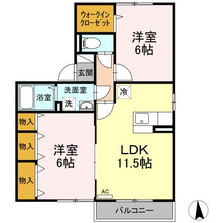 メイユールMS(2LDK/2階)の間取り写真