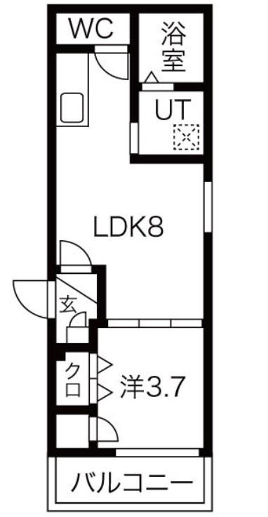 F ASESIA近大前(1LDK/3階)の間取り写真