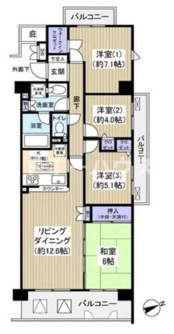 デイアパ-ク西船橋(4LDK/2階)の間取り写真