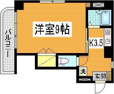 パルコーポ新宮(1K/4階)の間取り写真