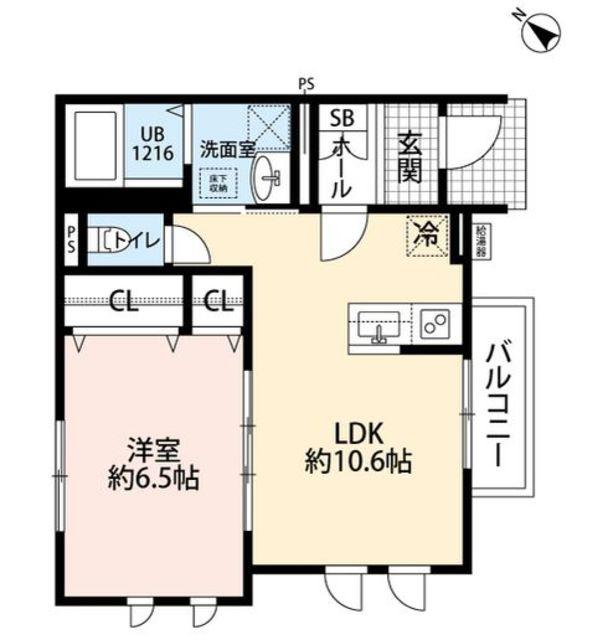 プルメリア(1LDK/1階)の間取り写真