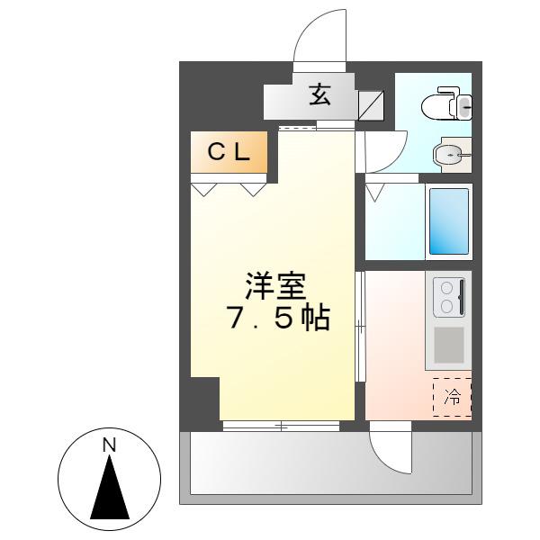 フロンティアタワー名駅南(1K/2階)の間取り写真