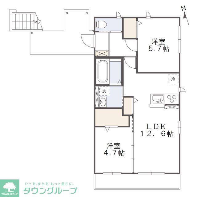 コティクオーレ2(2LDK/2階)の間取り写真