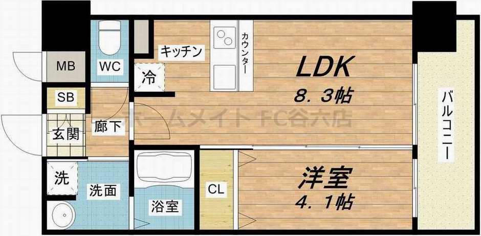 スワンズシティ大阪城ノース(1LDK/13階)の間取り写真