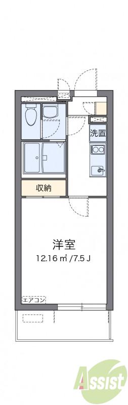 クレイノ浪華VI(1K/3階)の間取り写真