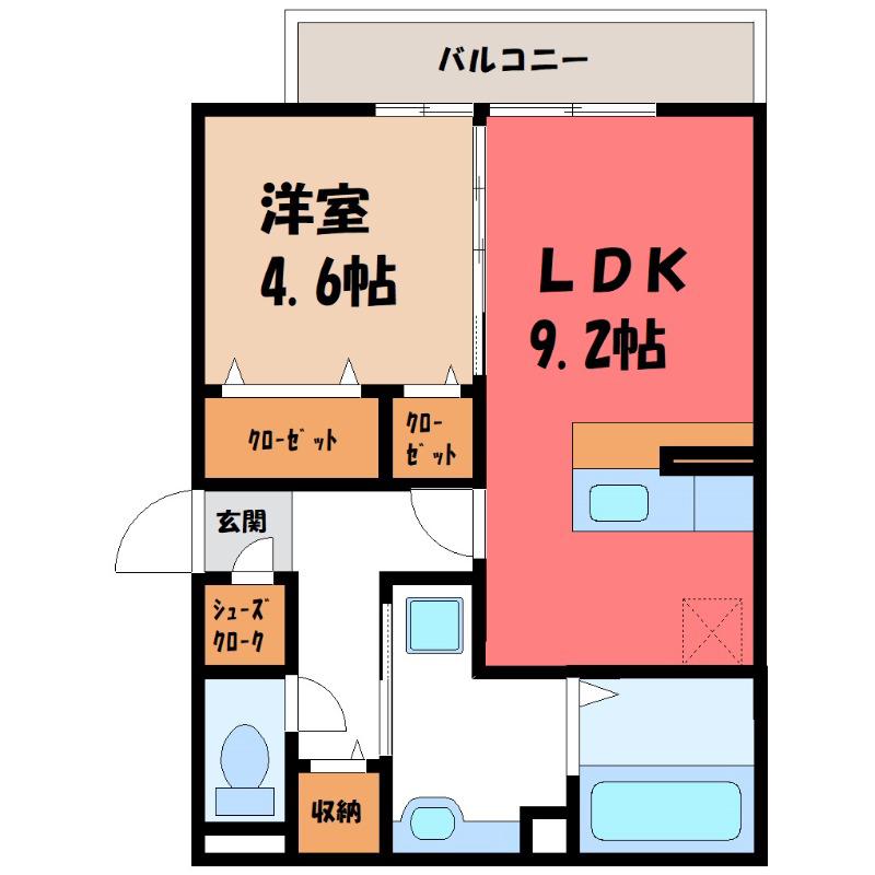 D-ROOM紅雲町A(1LDK/3階)の間取り写真