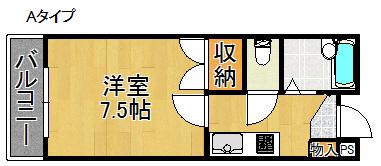 ミヤコピア高松(1K/2階)の間取り写真