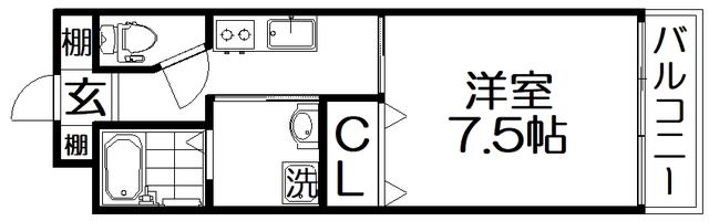 シャンテー長尾(1K/3階)の間取り写真