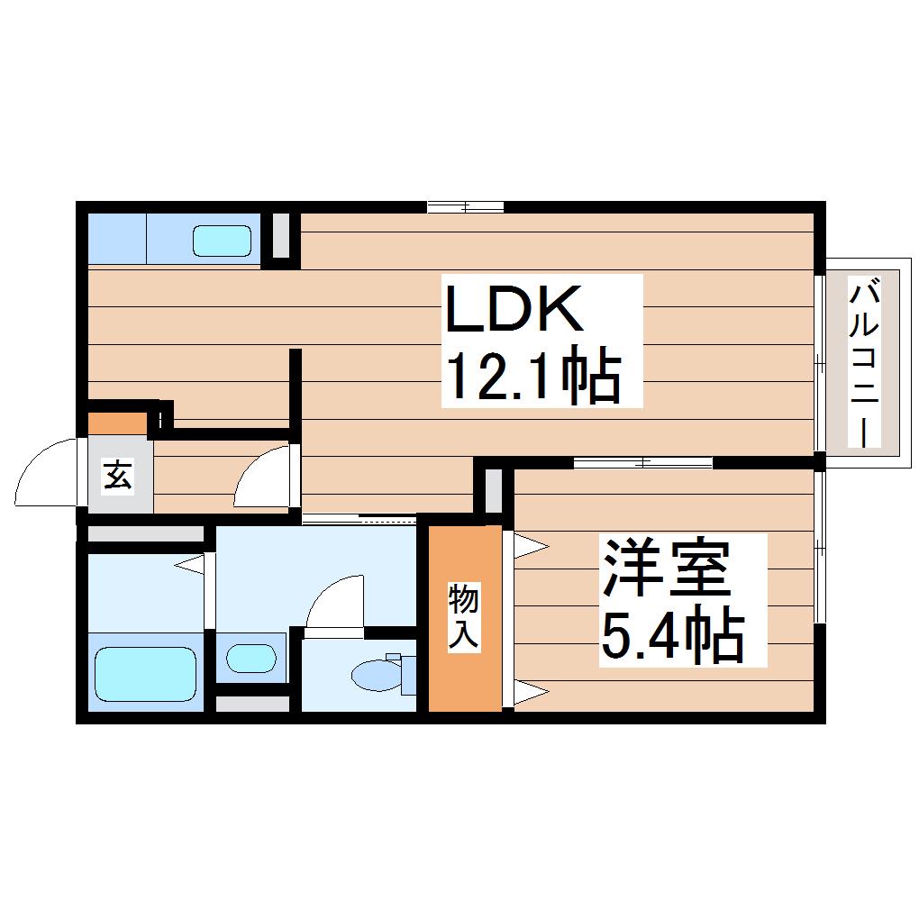 ヴェルドミール川平(1LDK/2階)の間取り写真