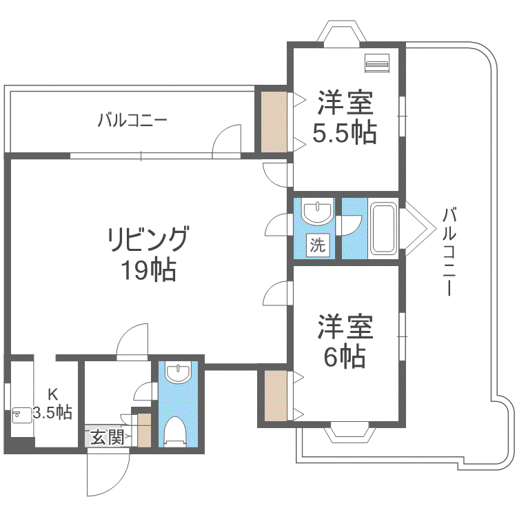 メゾンドブーケパーク(2LDK/11階)の間取り写真