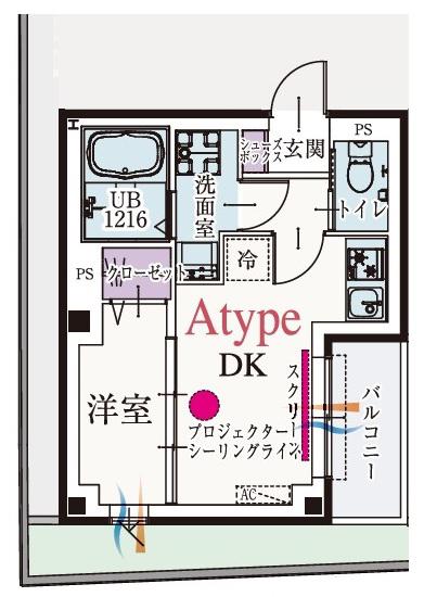 BCASA調布サウス COURT 2ND(1DK/1階)の間取り写真