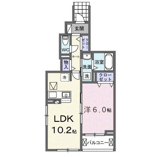 フォルトゥーナ 播磨(1LDK/1階)の間取り写真
