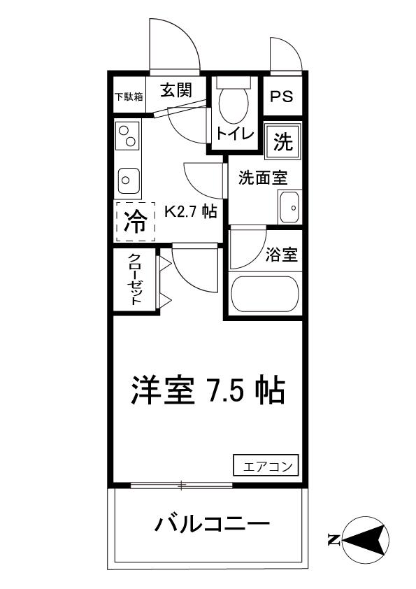 サジテリアス・ワイ(1K/6階)の間取り写真