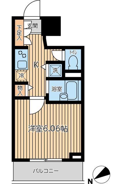 CITY SPIRE新富町(1K/3階)の間取り写真