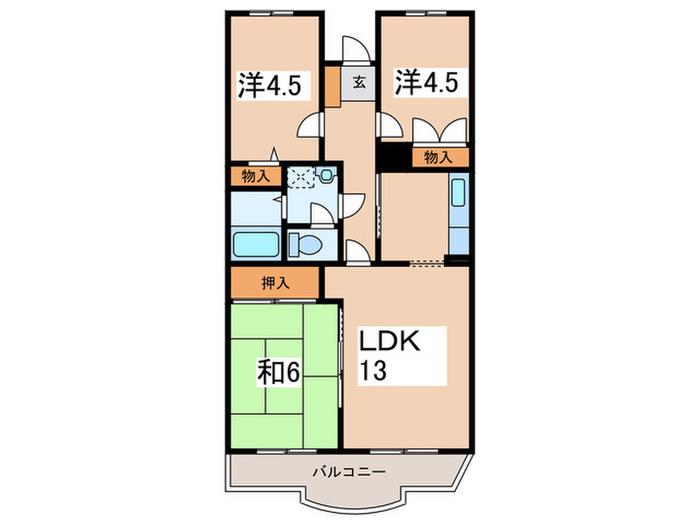 ペルミエール905(3LDK/1階)の間取り写真
