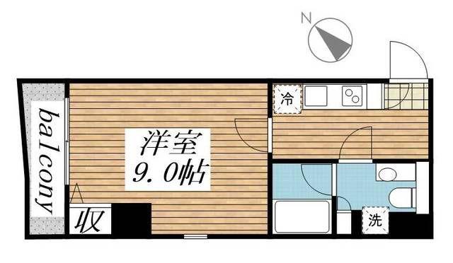 K・HIROO(1K/9階)の間取り写真