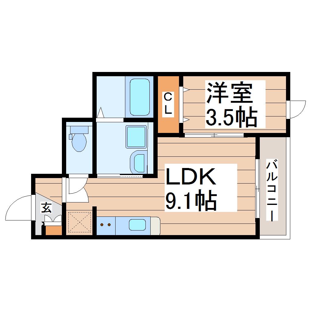 メゾンドAII(1LDK/1階)の間取り写真