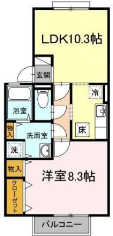 ステイトメント安宅B(1LDK/1階)の間取り写真