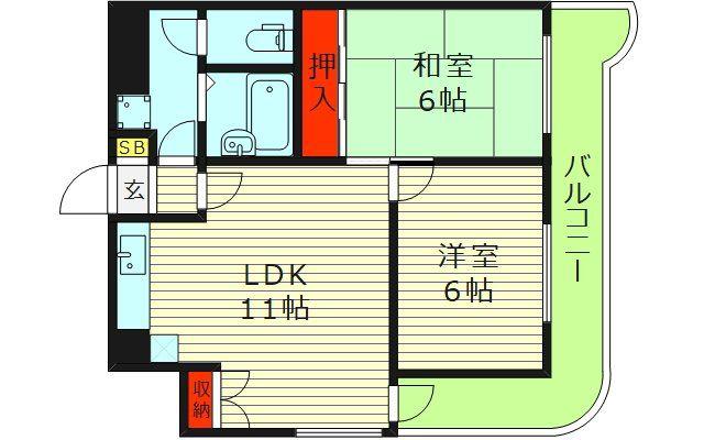 ラフィーネ北澤(2LDK/4階)の間取り写真