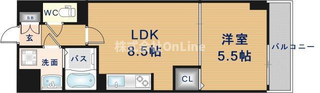 リアライズ今里南(1LDK/9階)の間取り写真