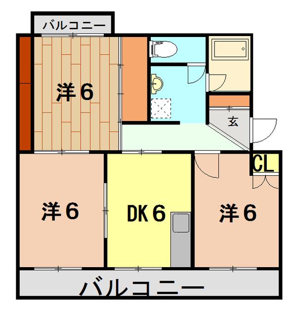 クレインズホーム(3DK/1階)の間取り写真