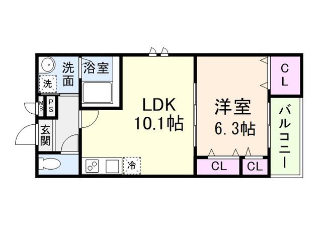 ラヴェリテ鳳(1LDK/3階)の間取り写真