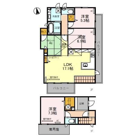シュエットK(3LDK/1階)の間取り写真