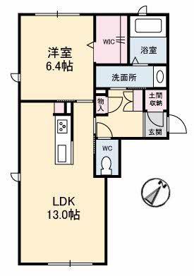 コンフォーザ A棟(1LDK/1階)の間取り写真
