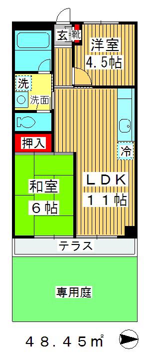 アーバンハイツNOA(2LDK/1階)の間取り写真