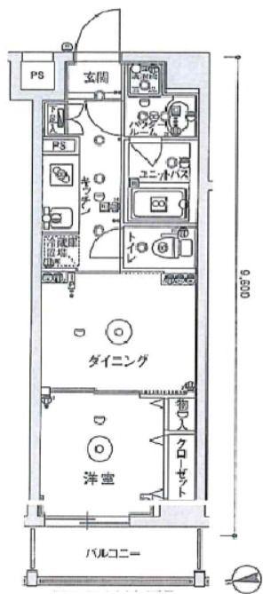 スカイコート隅田公園(1DK/6階)の間取り写真