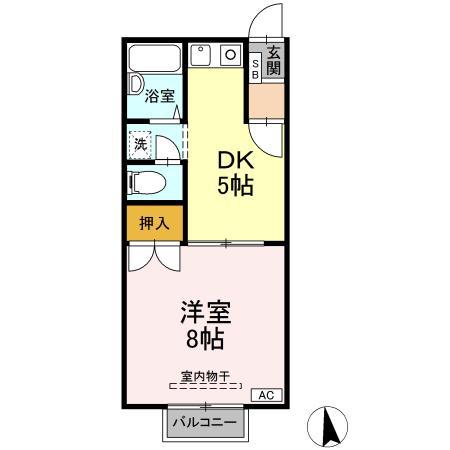 サンソフィエ茶畑(1DK/2階)の間取り写真