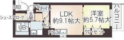 インテリジェンス御堂(1LDK/10階)の間取り写真