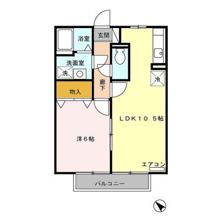 ガーデンシティ(1LDK/2階)の間取り写真