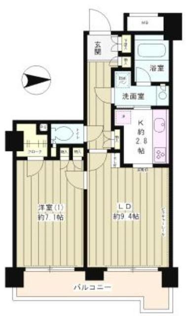 ラフィーネ阿佐谷(1LDK/9階)の間取り写真