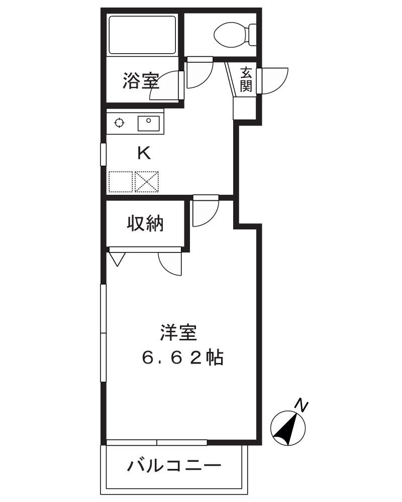 プレミア生田(1K/2階)の間取り写真