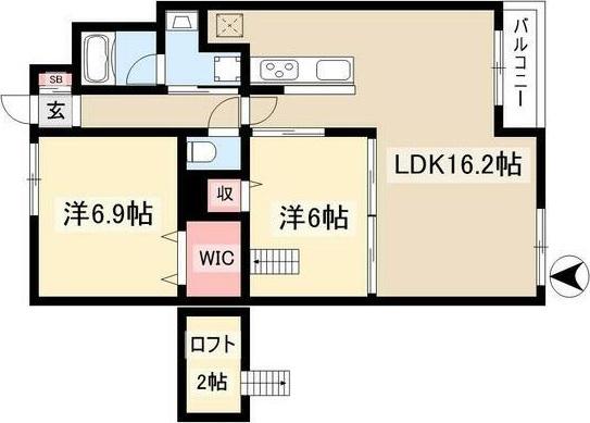 アーバンライフ瑞穂(2LDK/2階)の間取り写真