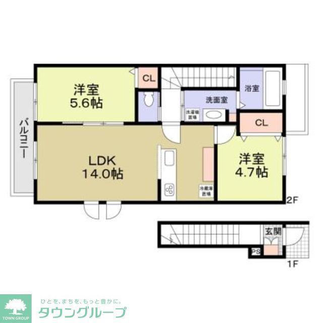 フォレストメゾン八千代B棟(2LDK/2階)の間取り写真