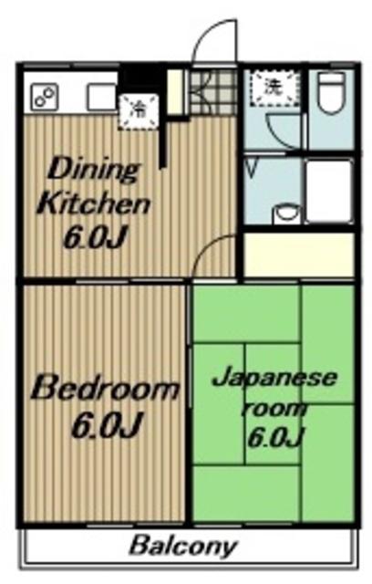 サンウッドI(2DK/2階)の間取り写真